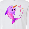 thumbnail image 4 of Inktastic Valentine's Day Cute Pink Narwhal with Hearts Long Sleeve T-Shirt, 4 of 5