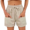 thumbnail image 3 of Shorts for Women 2026 Summer Elastic High Waist Drawstring Wide Leg Relaxed Fit Casual Shorts with Pockets, 3 of 10
