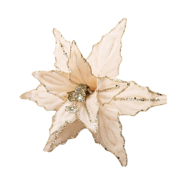 Cateissary Decoración de flores artificiales con lentejuelas rojas y doradas Tela de terciopelo con lentejuelas rojas y doradas para Navidad Kits de decoración para fiestas champán dorado