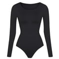 thumbnail image 6 of Elainilye Fashion Bodysuits for Women Tummy Control Sexy Solid Color Tight Fitting Shapewear Long Sleeve Bodysuit Body Shaper,Black, 6 of 9