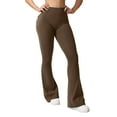 thumbnail image 4 of Cargo Flare Leggings for Women with Pockets High Waist Scrunch Butt Leggings No Front Seam Bootcut Yoga Pants Brown S, 4 of 4
