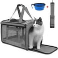 thumbnail image 6 of Cat Carrier, Cat Carriers for Large Cats up to 25LB, large Cat Carrier with a Bowl, Soft Sided Carrier with 2 Side Roller Blinds for Pet Cat Kitten Small Dog Puppies Airline Approved, Gray, 6 of 9