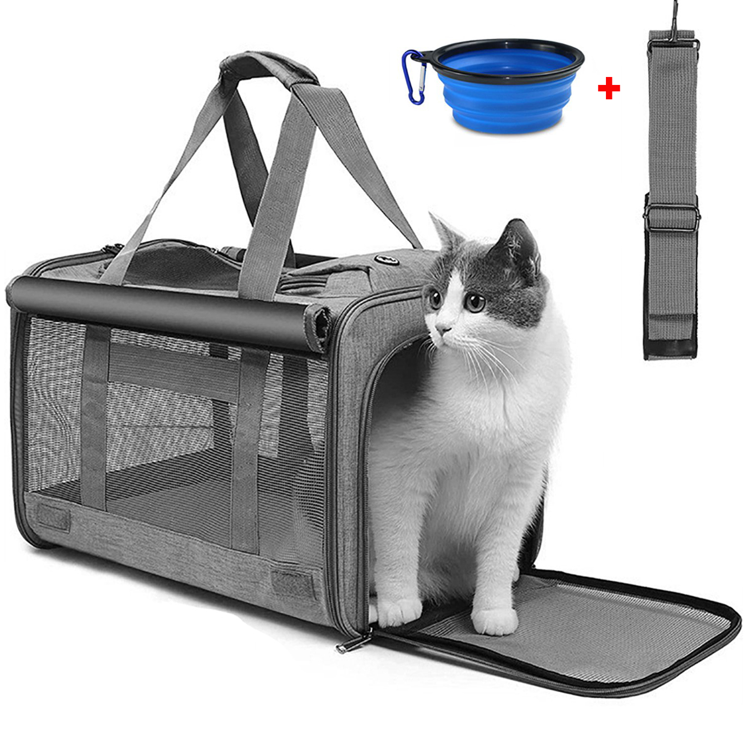 Cshidworld Cat Carrier, Large Soft-Sided, 25 lb, Gray photo 5