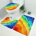 thumbnail image 2 of Rainbow Tie Dye Wave Pattern Bathroom Rugs Sets 3 Piece,Toilet Cover Set,Absorbent Non Slip Bathroom Mats Sets with U-Shaped Contour Rug Toilet Rug Set, 2 of 5