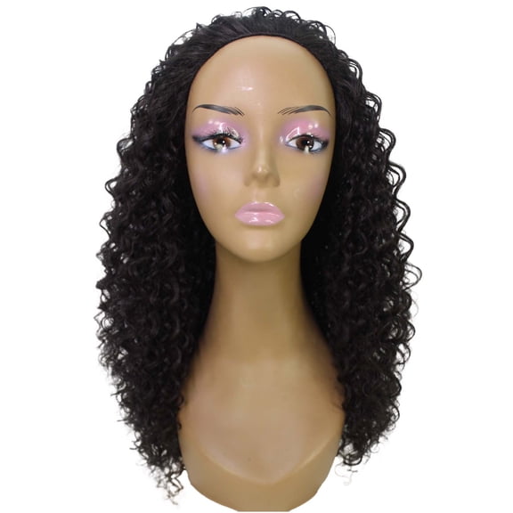 LUXLUXE Isadora Curly Body Waves 22.5 in Long Half Wig Half Cap Wig, Mix Human Hair and Synthetic Fibers