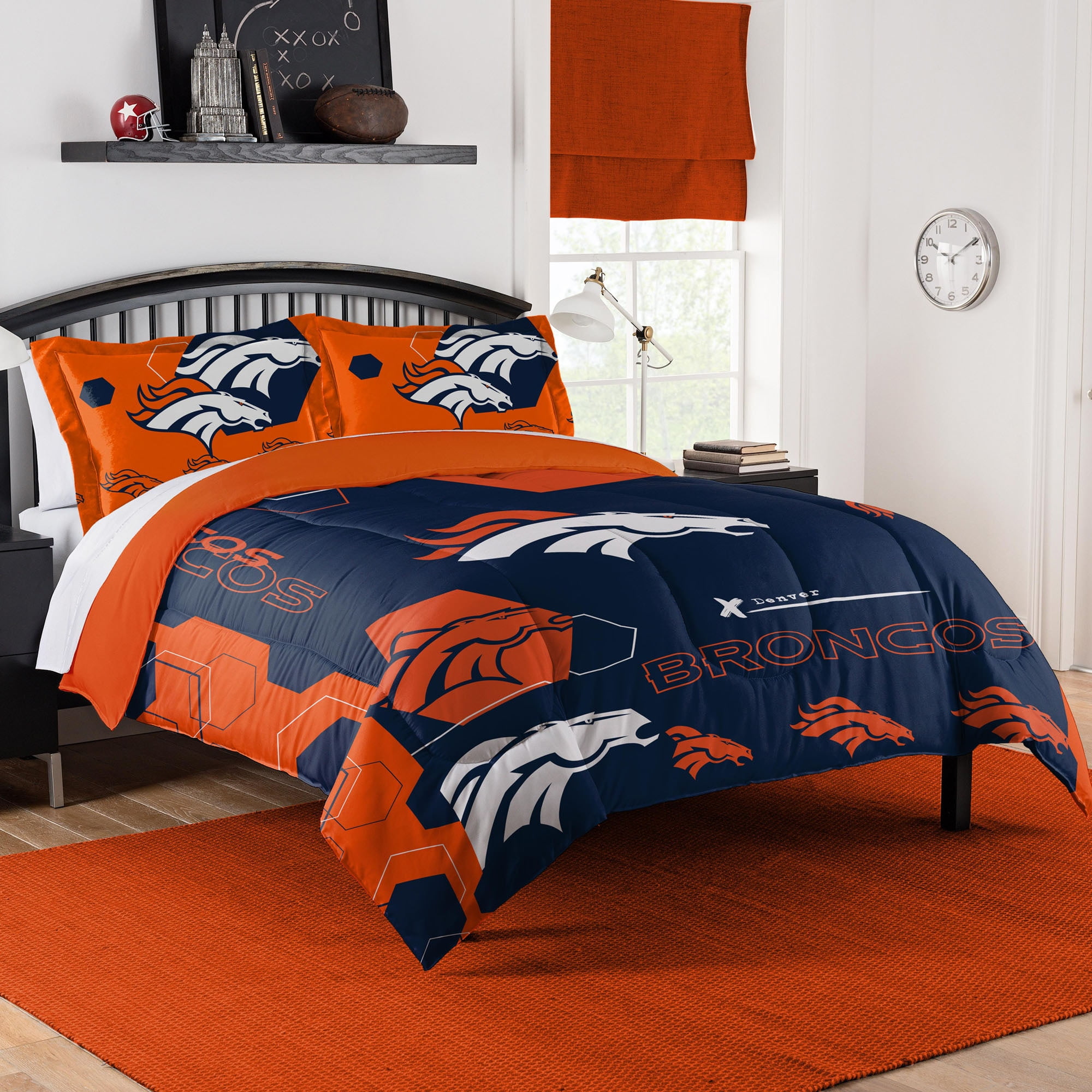 2 Pc TWIN Size Printed Comforter/Sham Set Denver Broncos 