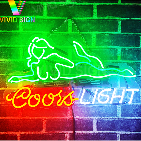 Queen Sense 20" Coor Light Girl Model Mud Flap Live Nudes Neon Sign Acrylic Man Cave Handmade Neon Light 120CLGMA2