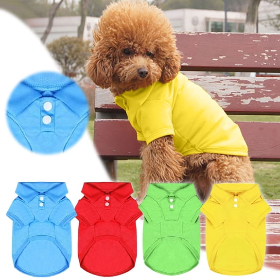 Dog Polo Shirt Solid Color Casual Pet Sports Shirt Breathable Soft Elastic Clothes for Small Medium Dog Cat Indoor Outdoor Daily Apparel Blue - XS