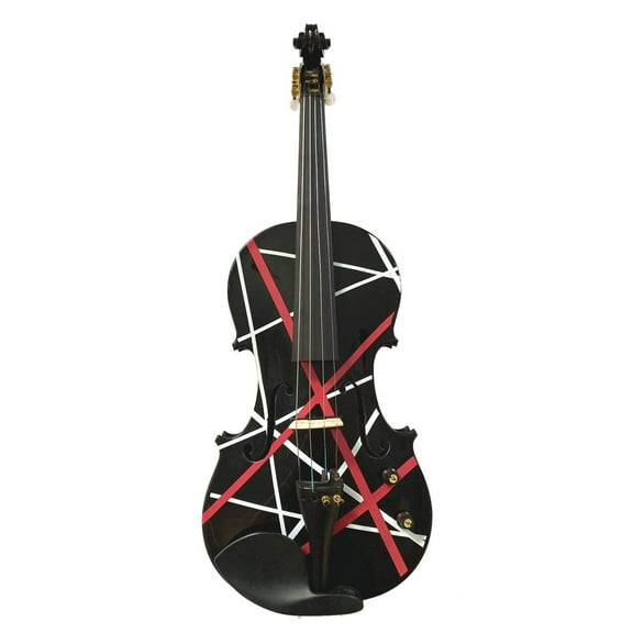 Wrap Electric Acoustic Violin w Matching Carbon Fiber Bow Mechanical Pegs Case Crystal Fine Tuners Rosin Strings Set Up