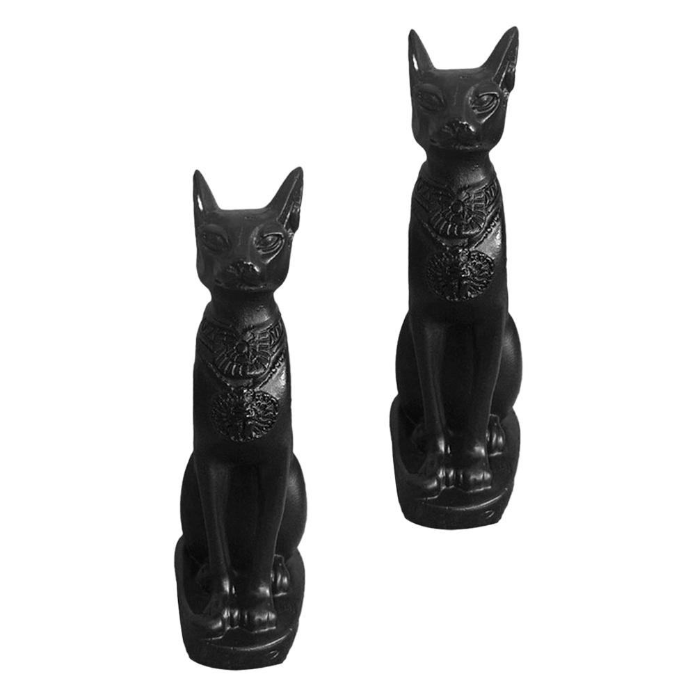 Sculpture Chat Noir En Pierre - Déco Maison Élégante, Cadeau Luxe - 7,62 Cm - Obsidienne Et Yeux Ambre