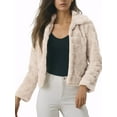 thumbnail image 1 of INSPIRE CHIC Veste Courte en Fausse Fourrure pour Femmes, Col Rabattu, Ouverte devant, TP Kaki Clair, 1 of 6