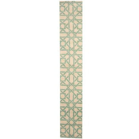 - Herat Oriental Indo Hand-tufted Tibetan Ivory/ Teal Wool Runner (2'2 x 13')