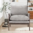 thumbnail image 2 of Mid-Century Accent Chair Modern Retro Leisure Chair with Solid Wood Frame Upholstered Teddy Fleece Fabric Single Sofa Armchair for Living Room, Bedroom, Balcony, Gray, 2 of 7
