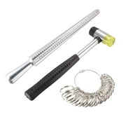 Uxcell Ring Sizer Mandrel Kit 4 Sizes with 31 Zinc Alloy Circle Models Rubber Hammer