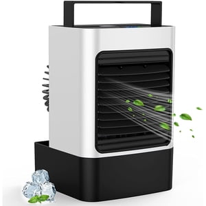 Langgg Mini Air Conditionneur personnel Portable Air Ventilateur 600ml Refroidisseur d'eau rechargeable à humidificateur réglable, blanc