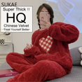 thumbnail image 2 of SUKAE-Conjunto de Pijama de terciopelo chino para mujer, ropa de dormir supergruesa, elegante, coreana, de peluche, térmica, 2 of 5