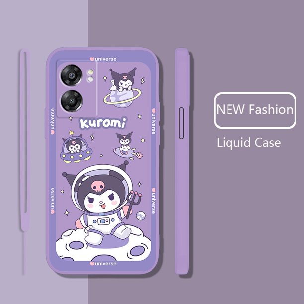 Sanrio-funda Cinnamoroll Kurome para OPPO Find X5 X3 X2 Lite Pro Neo A94 A74 A72 A53 A9 A5 2020 4G 5G, carcasa con cuerda líquida, Core Fivean unisex