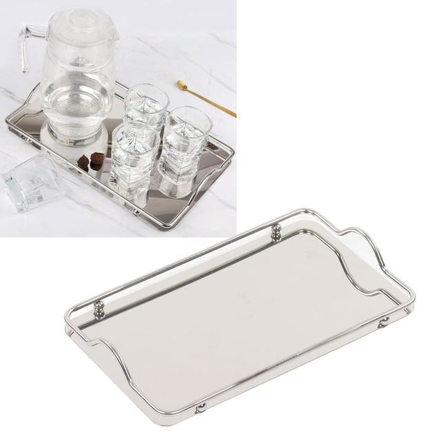 Commercial Dishes Tray, Exquisite Workmanship Sturdy Handles Large Rectangle Tray Stainless Steel for Guests for Party
