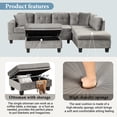 thumbnail image 4 of Harper & Bright Designs Sectional Sofa with Reversible Chaise L-Shaped Couch with Storage Ottoman and Cup Holders for Living Room, Gray, 4 of 15