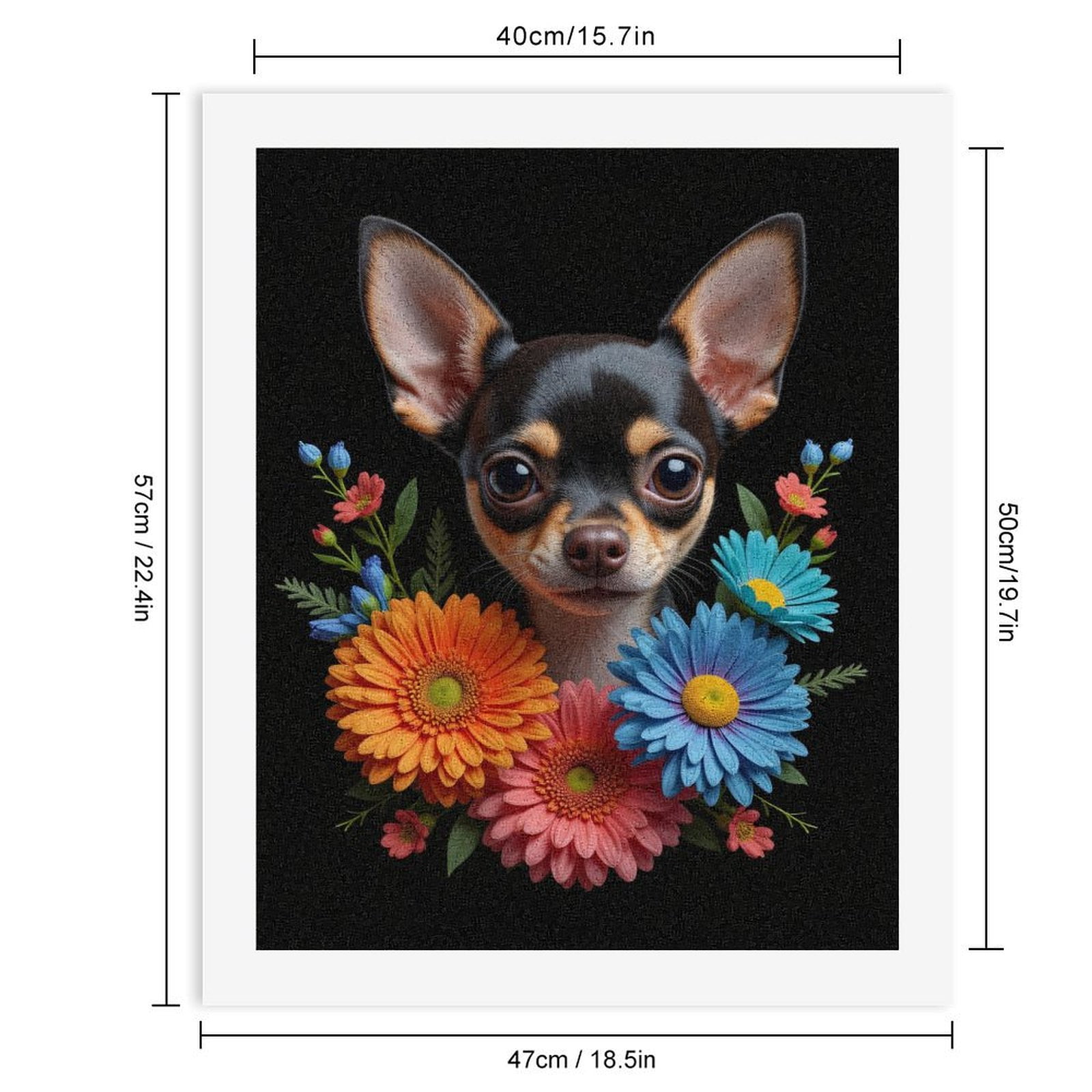 Paint By Numbers Kit for Adults Beginner - DIY Chihuahua Floral Portrait Art Canvas Painting Kits for Adults, Frameless Paint By Number for Adults for Home Wall Decor 16x20 Inch