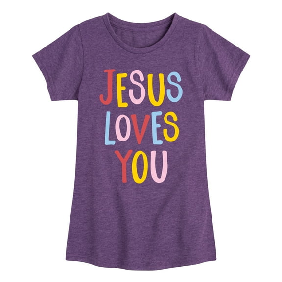 Instant Message - Jesus Loves You - Toddler & Youth Girls Short Sleeve Graphic T-Shirt