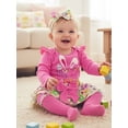 thumbnail image 4 of BemeyourBBs Newborn Baby Girl My 1st Easter Outfit Long Sleeve Letters Romper with Eggs Print Ruffle Skirt Set Headband Socks 4pcs Spring Easter Clothes, 4 of 9
