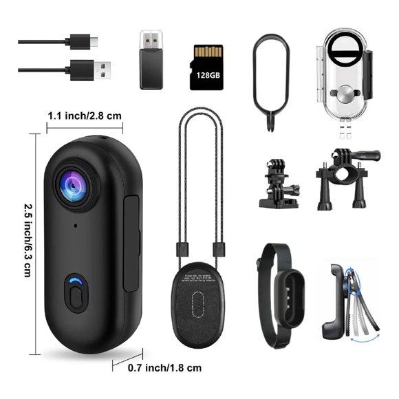 JETO Cámara Corporal WiFi 4K – 128GB, Vista en Vivo desde la App, Montaje en Casco y Manillar