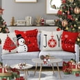 thumbnail image 4 of Christmas Pillow Covers Set of 4 16x16 inch, Red Throw Snowman Pillowcase Winter Holiday Tree Cushion Couch Cover Snowflake Joy Decorations Farmhouse Linen Case, 4 of 5