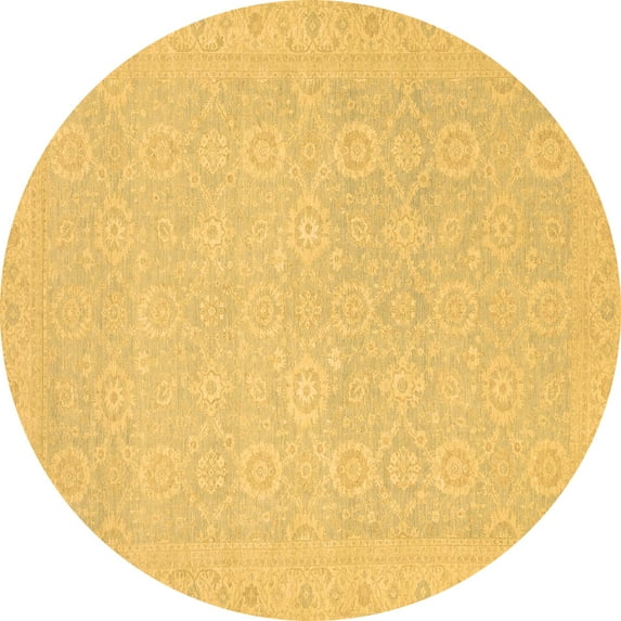 Ahgly Company Indoor Round Oriental Brown Traditional Area Rugs, 5' Round