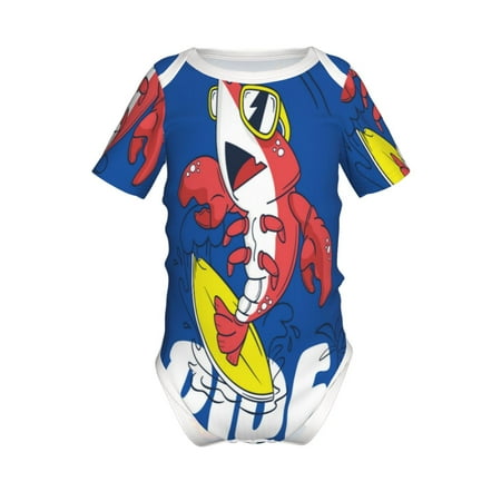 

Coaee Cool Lobster Surfing for Soft Baby Short-Sleeve Bodysuit Baby Climbing Clothes Baby Girls Boys Bodysuit Romper-12 Months