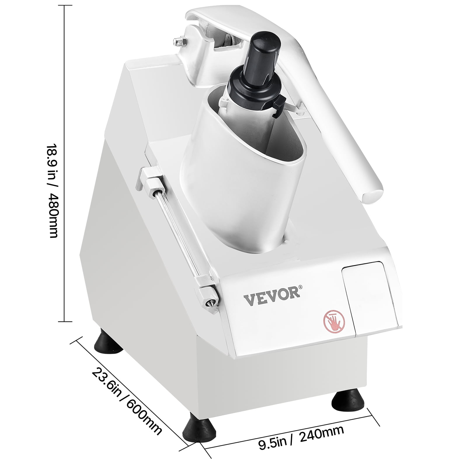 VEVOR Food Processor & Vegetable Chopper, 2 Feeding Holes Food-Grade Stainless Steel Food Processor Chopper with Detachable 6 Blades, 3mm/5mm/7mm/10mm Shredder, 2mm/4mm Slicer, for Vegetables, Fruit