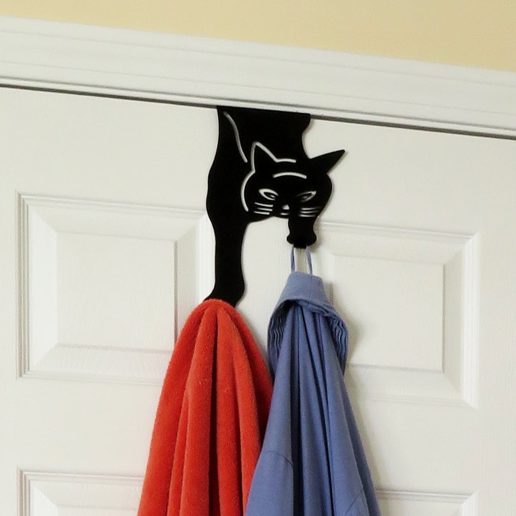 Evelots Kitty Cat Hanger Hooks 9.84 x 6 x 1.75 inches, Black, Over