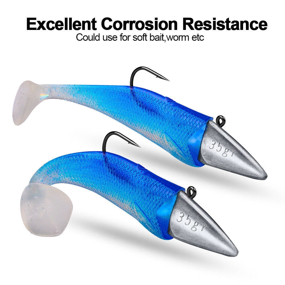 10Pcs Lead Jig Head Striper Soft Lure Fishing Bait Hook for Saltwater Freshwater