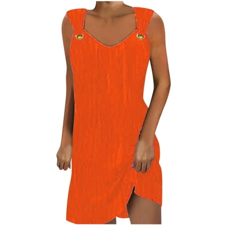 Off The Shoulder Dress Fashion Womens Sleeveless V-Neck Solid Off Shoulder Loose Fitting Dress Off The Shoulder Dress for Women Summer