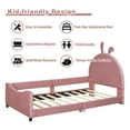 thumbnail image 5 of Bellemave Upholstered Twin Bed Frame, Twin Size Daybed Frame with Rabbit Ear Shaped Headboard, Wood Twin Sofa Bed for Bedroom (Pink), 5 of 8