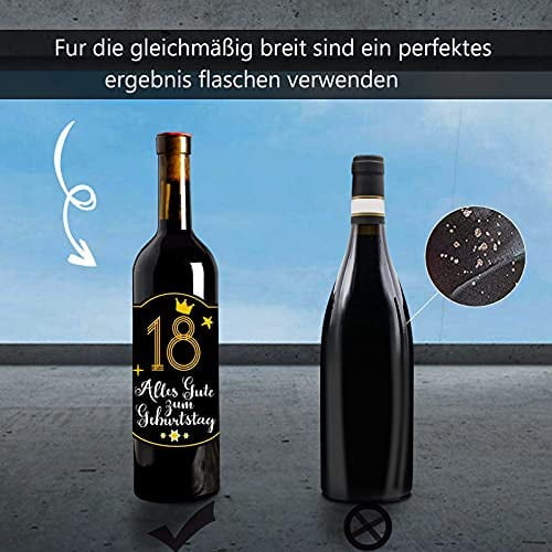 French 18th Birthday Bottle Label with Bow-knot - Happy Birthday 18 Wine Bottle Label- Happy Birthday 18-15 x 10.5 cm Personal Gift Party Decoration ...