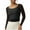 Black, variant on ​Women Blouses Casual Long Sleeve Square Neck Top with Form-Fitting Sleeves, Cropped Silhouette Wrap-Style Detail Textured Chic Look