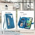 thumbnail image 3 of For iphone Air 6.5 inch Case, Wallet for Women Men, Durable PU Leather Magnetic Flip Lanyard Strap Wristlet Zipper Card Holder Wallet Phone Case for iphone Air, 3 of 10