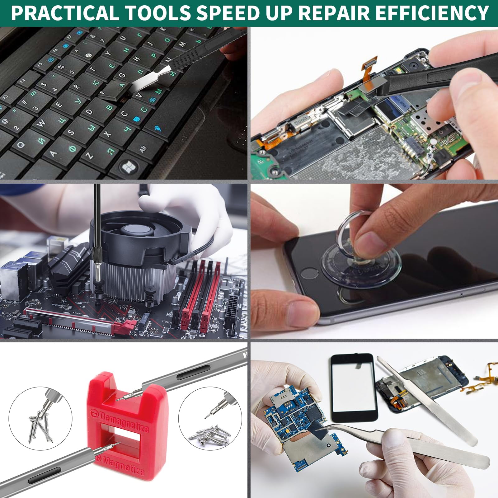 HYCHIKA Electric Screwdriver Set, 67-in-1 Kit with 52 Magnetic Bits & LED Light for Electronics Repair