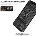 thumbnail image 2 of Ring Kickstand Design Phone Case Camera Slide Cover Pc + Tpu Drop-proof Hybrid Phone Protector For Realme 8i/narzo 50 4g - Black, 2 of 4