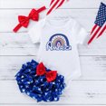 thumbnail image 2 of Paguaki Baby Girl 4th Of July Outfits Independence Day Letter Print Top And Shorts 3-Piece Set With Headband First Fourth Of July Set, 2 of 8