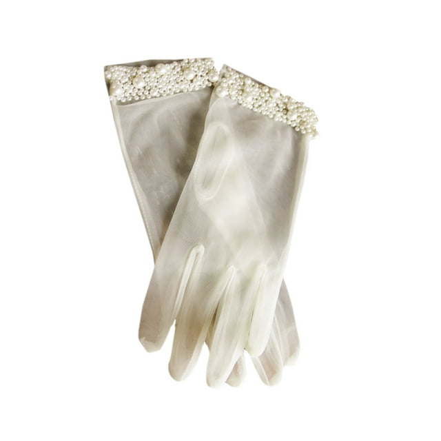 MasteelfCA 1 Paire d'Accessoires de Robe de Mariée Gants de Couture Perle Poignet Charmants Gants de Robe Blancs Exquis