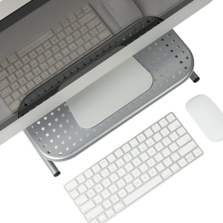 Mind Reader - Monitor Stand, Ventilated Laptop Riser, Desktop Organizer, Metal, 14.5"L x 11.25"W x 4.25"H, Set of 2 - Silver