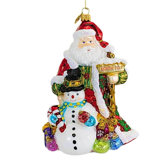Huras Family 7.00In Best Friends Forever, Glass, Santa Snowman Christmas Hf1002