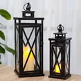 thumbnail image 3 of Set of 2 Deacorative Candle Lantern 20'' & 11'' High Metal Candle Holder Hanging Lanterns with Tempered Glass Perfect for Indoor Outdoor, 3 of 6