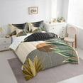 thumbnail image 3 of Manfei Beige Black Green Minimalist Twin Bedding Sets 7pcs, Contemporary Geometric Bedding Comforter Set, Leaves Sun Print Sheet Sets, Luxury Bedroom Decor, 3 of 8