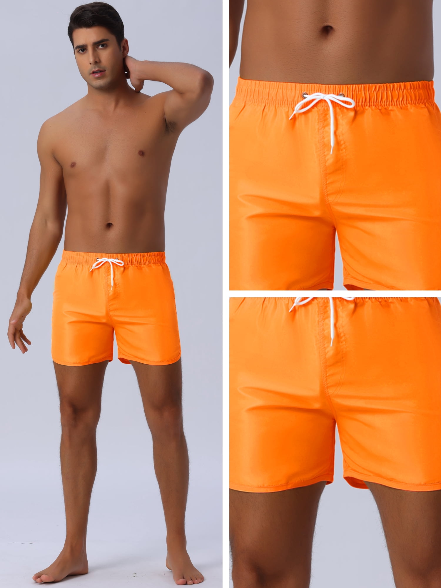 DARING DIVA Men's Elastic Waist Drawstring Beach Board Shorts 28 Orange