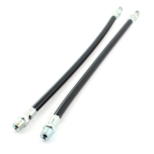 Unique Bargains 2Pcs Black 24.5cm Length Flexible Hand Operated Whip Grease Gun Hose