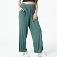 thumbnail image 2 of SWSMCLT Women's Plus Size Pajama Pant Stretch Lounge Comfy Soft Wide Leg Casual Lightweight Loose Fit Elastic Waist Ankle-Length Cotton Pj Bottoms Palazzo Green 2X-Large, 2 of 4