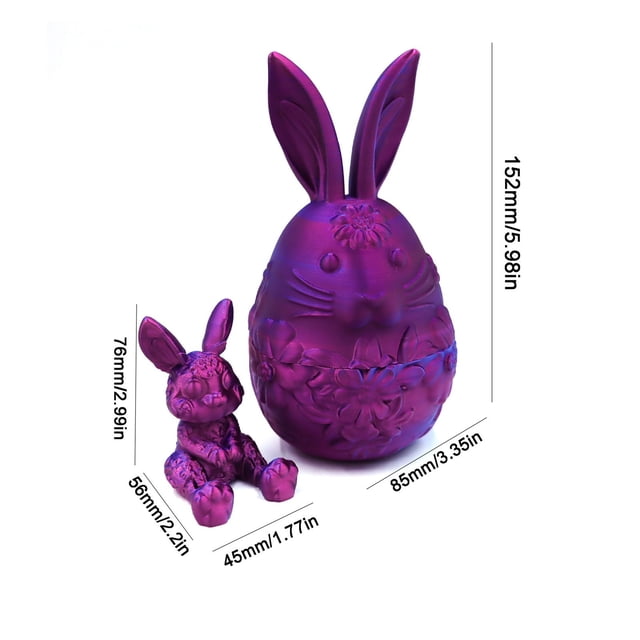Easter Decorations for The Home 3D Printed Movable Joint Bunny and Easter Egg Set for Holiday Home Decor